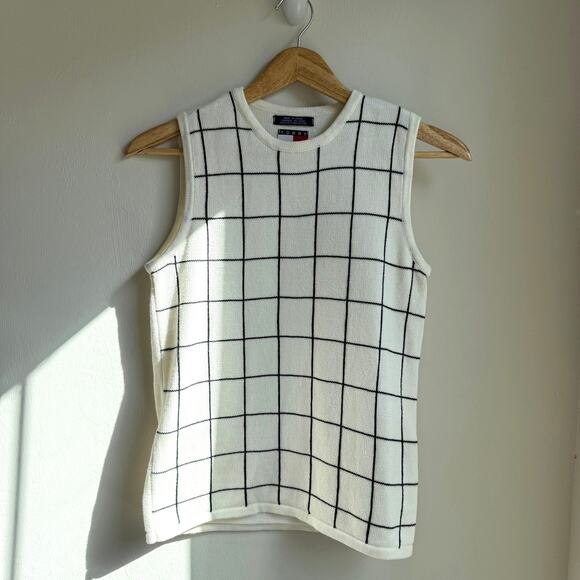 Tommy Hilfiger Windowpane Sleeveless Sweater Vest Women’s Small - Picture 1 of 6